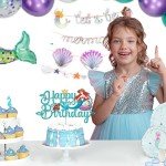 Little Mermaid Cake Topper, Mermaid Cake Decorations Mermaid Ariel Cake Topper Mermaid Party Cake Decoration Shell Starfish Lobster for Baby Shower, Mermaid Party Decorations
