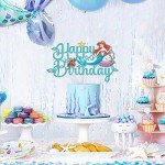 Little Mermaid Cake Topper, Mermaid Cake Decorations Mermaid Ariel Cake Topper Mermaid Party Cake Decoration Shell Starfish Lobster for Baby Shower, Mermaid Party Decorations