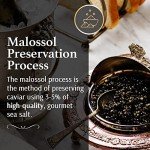 OLMA Majestic Caviar Gift Set - 8 oz (224g) of Caviar, Includes Kaluga Royal, Siberian Osetra Aurora, White Sturgeon, Paddlefish, Serving Spoon & Blinis - Superior Grade Fresh Roe Fish Eggs