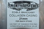 TWO PACKS 21mm collagen casings for 50 lbs of snack sticks. For homemade Slim Jim sausage. Just add beef, venison, pork etc. 5 strands per pack. From Smokehouse Chef
