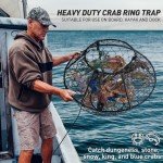 QualyQualy Crab Ring Trap Net, Ring Crab Kit Lobster Hoop, Portable Folded Crab Cage, Crabing Accessories with Bait, Heavy Crab Nets for Crabbing, 32" x16.5'', 2 Pack