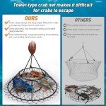 QualyQualy Crab Ring Trap Net, Ring Crab Kit Lobster Hoop, Portable Folded Crab Cage, Crabing Accessories with Bait, Heavy Crab Nets for Crabbing, 32" x16.5'', 2 Pack