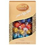 Lindt LINDOR Assorted Chocolate Candy Truffles, Dark Chocolate, Milk Chocolate and White Chocolate Truffles with Smooth Truffle Center, 7.6 oz Box