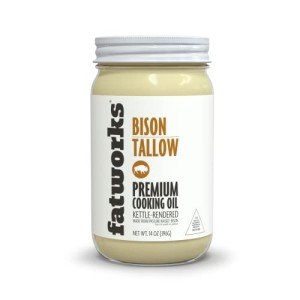 Pasture Raised Bison Tallow from , USDA Certified, Keto and Paleo, Whole30 cooking. Sourced from 100% U.S.A Grasslands. Great as cooking oil, pemmican making, skincare and more, 14 oz. (1 Pack)