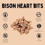 Winnie Lou Grass-Fed Bison Heart Bits Cat Treats, 3 Packs - Single Ingredient, High Protein Cat Food Snacks, Grain Free & Made in The USA, with Taurine, Iron & Zinc for Healthy Cats