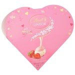 Lindt LINDOR Strawberries and Cream White Chocolate Candy Truffles Friend Heart, Valentine's Day White Chocolate with Strawberries and Cream White Truffle Filling, 3 oz.