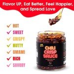 SAUCE UP 100% Natural Artisan Chili-Crisp 6oz- Premium 13 Ingredients, Vegan, Keto, GF, Zero Msg, Flavor Bomb, Crafted in NYC(Hot, Sweet, Crispy, Umami, Smoky, Savory)- Good on Anything Chili Sauce (White Truffle)