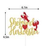 Gold Glitter She Found Her Lobster Cake Topper, Friends Theme Bachelorette, Friends Bridal Shower, Friends Theme Wedding Party Decoration Supplies