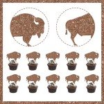 24Pcs Brown Bison Cake Decorations, Buffalo Cake Topper, Glitter Western Bison Cake & Cupcake Topper for Boys Baby Shower Western Farm Animals Theme Wild West Party Decoration Supplies