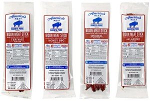Dakota Pure Bison Meat Stick Bison Jerky Sticks, 100% Bison, USA Bison Raised, High Protein Meat Sticks, Low Carb Snacks, Keto Friendly, Sugar Free Snacks (Variety, 4 Pack)