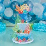 Sea Ocean Cake Toppers Under the Sea Cake Decorations with Turtle Octopus Whale Crab Starfish Fish for Sea Theme Birthday Party Baby Shower (Ocean)