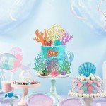 Sea Ocean Cake Toppers Under the Sea Cake Decorations with Turtle Octopus Whale Crab Starfish Fish for Sea Theme Birthday Party Baby Shower (Ocean)