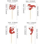 Ercadio 24 Pack Crawfish Cupcake Toppers Red Glitter Lobster Cupcake Picks Ocean Lobster Theme Party Baby Shower Birthday Party Cake Decorations Supplies