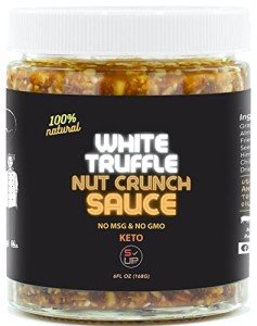 SAUCE UP 100% Natural Trio-Nut-Crunch 6oz- Premium Ingredients, Vegan, Keto, GF, Zero Msg, Flavor Bomb, (Roasted, Crunchy, Nutty, Sweet, Flavorful, Savory)- Good on Anything Sauce/Oil (White Truffle)