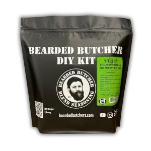 Bearded Butchers Jalapeño Cheddar Bratwurst DIY Kit - Make Spicy, Savory Brats at Home! Includes Bratwurst Seasoning, 32mm Collagen Casings, Jalapeño Flakes and Powder, and High-Temp Cheddar Cheese for Up to 25 lbs of Pork, Beef, Venison, and More