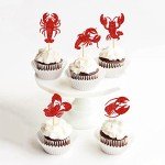 Keaziu 35 Pack Crawfish Cupcake Toppers Red Lobster Cupcake Picks Sea Animal Theme Baby Shower Kids Boy Girl Birthday Party Cake Decorations Supplies