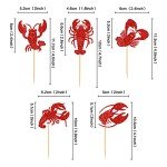 Keaziu 35 Pack Crawfish Cupcake Toppers Red Lobster Cupcake Picks Sea Animal Theme Baby Shower Kids Boy Girl Birthday Party Cake Decorations Supplies