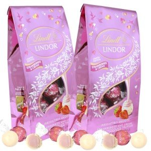 Needzo Valentines Strawberries and Cream White Chocolate Truffles, Limited Edition Valentine Candies for Gift Baskets or Party Favors, 2 Pack, 5.1 Ounces
