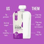 Serenity Kids Baby Food Pouches, Grass Fed Bison with Organic Kabocha Squash & Spinach, For 6+ Months, 3.5 Ounce Pouch (12 Count)