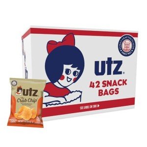 Utz Crab Chips 1 oz. Bags, 42 Count, Crispy Fresh Potato Chips, Perfect for Vending Machines, Individual Snacks to Go, Trans-Fat Free