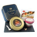 OLMA Beluga Hybrid Caviar Gift Set - Includes 250g Metal Tin Beluga Fish Roe, Mini Blinis, Creme Fraiche & Mother of Pearl Serving Spoon - Rated Top Black Caviar in the World