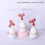 24 Pack Crawfish Cupcake Toppers Red Glitter Lobster Cupcake Food Picks Bridal Shower Bachelorette Sea Animal Theme Baby Shower Kids Birthday Party Cake Decorations Supplies Red