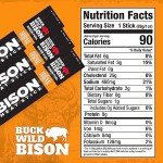 Buck Wild Bison, Bison Meat Stick, 8 Grams of Pure Bison Protein, Pasture Raised, Made in the USA, Incredible Taste, Beef Added (10 Sticks, Original)