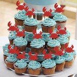 24 Red Glitter Crab Cupcake Toppers for Parties