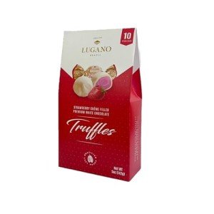 Lugano White Chocolate Strawberry Truffle Box – 10 Pieces