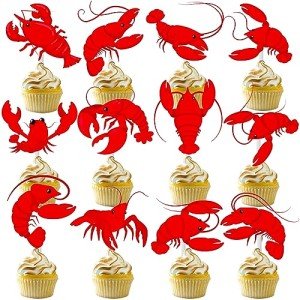 Crawfish Cupcake Toppers – 24 Party Decorations