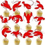 Crawfish Cupcake Toppers – 24 Party Decorations