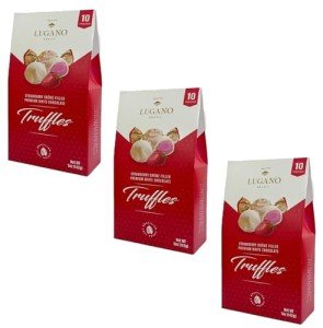 Lugano Strawberry Flavored White Chocolate Truffles - 3 Pack