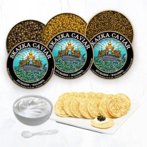 Premium Caviar Gift Set with Pearl Spoon & Blini