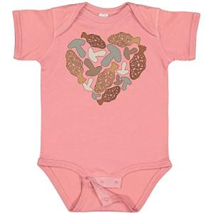 Heart-Shaped Mushroom Baby Bodysuit in Mauve