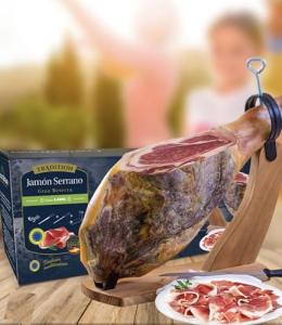 Spanish Serrano Ham Shoulder with Stand and Knife