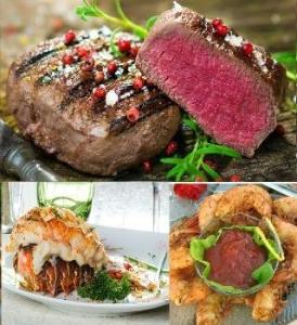 Surf and Turf Combo: Beef Filets, Crab Cakes, Shrimp