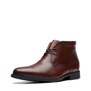 Clarks Men's Whiddon Mid Chukka Boot, Mahogany Leather, 10.5