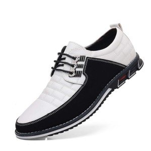 Mens Dress Shoes White Casual Business Oxford Derby Orthopedic Leather Shoes Simple Lace-up Walk Loafers Flats Shoes for Men