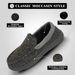 EUXTERPA Men's Moccasins Slippers Indoor Outdoor Classic Comfy Warm Soft Memory Foam Slippers Moccasin Shoes for Husband,Dad,Brother Anti-Slip Outsole Black-Grey