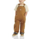 Carhartt Baby-Boys Washed Canvas Bib Overall, Carhartt Brown, 24 Months