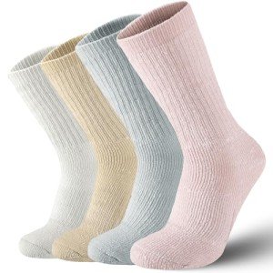 4 Pairs Wool Socks for Women Men- Warm Winter Cozy Merino Wool Socks, Thick Knit Thermal Hiking Socks Boot Socks Crew Socks for Men Women