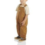 Carhartt Baby-Boys Washed Canvas Bib Overall, Carhartt Brown, 24 Months