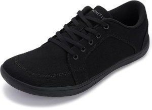 WHITIN Men's Wide Canvas Barefoot Minimalist Shoes Low Zero Drop Sneaker Extra Width Size 11 Zapatillas de Correr Hombre Walking Lightweight Black 45