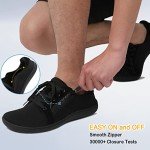 SKASO Mens Walking Shoes Comfortable Wide Toe Casual Barefoot Shoes Men Zero Drop Minimalist Shoes with Zipper for Jogging Rehabilitation Training Black Size 13 Men Wide