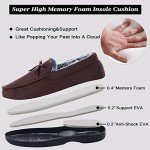 DL Men-Moccasin-Slippers-Indoor-Outdoor, Suede Mens House slippers with Memory Foam, Faux Fur Lining Bedroom Slippers for Men Non slip Outsole