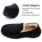 Vonair Mens Moccasin Slippers Indoor Outdoor Slip on Warm House Shoes Breathable Moccasins for Men 11 US Black