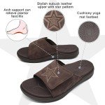 KuaiLu Mens Slides Soft Cushion Sport Sandals with Plantar Fasciitis Arch Support Adjustable Open Toe Summer Slippers Slip on Indoor Outdoor Sandalias Para Hombres, Dark Brown Size 11