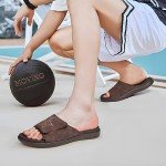 KuaiLu Mens Slides Soft Cushion Sport Sandals with Plantar Fasciitis Arch Support Adjustable Open Toe Summer Slippers Slip on Indoor Outdoor Sandalias Para Hombres, Dark Brown Size 11