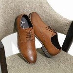 Jousen Men's Oxford Plain Toe Brown Dress Shoes Leather Classic Business Formal Derby Shoes(A5A098 Brown 11)
