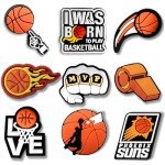 YLOKO Sports Shoe Charms, 9PCS Basketball Shoe Charm, Boys Shoe Decoration Accessories, PVC Shoe Charms for Clogs Sandals Kids Party Favor